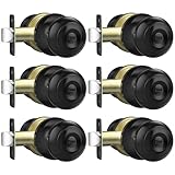 AEEKEL Privacy Door Knob, Matte Black Door Knobs Interior Keyless Locks Set(6 Pack), Bedroom Bathroom Door Knob with Lock, Reversible for Left/Right Door Handle