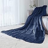 ALANSMA Reversible Weighted Blanket for All Season, Luxury Velvet, Warm and Cool, Adult 15Lb Weighted Blanket, Enjoy Sleeping Anywhere(Blue, 60''x80''15lbs)