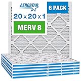 Aerostar 20x20x1 MERV 8 Pleated Air Filter, AC Furnace Air Filter,(Actual Size: 19 3/4