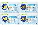All Free & Clear Dryer Sheets,195 ct (Pack of 4)