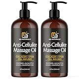 Anti Cellulite Massage Oil for Massage Therapy - Collagen and Stem Cell Skin Tightening Cellulite Cream for Women - 8 Fl Oz by M3 Naturals (2 Pack)