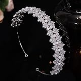Aoligrace Cubic Zirconia Bridal Headpiece for Wedding Pearl Birthday Headband for Women Sweet 16 Quinceanera Hair Accessories