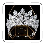 Aoligrace Luxury Tall Cubic Zirconia Tiaras and Crowns for Women CZ Pageant Birthday Headpiece Party Bridal Hair Accessories Sliver