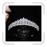 Aoligrace Silver Cubic Zirconia Small Wedding Crowns for Bride CZ Birthday Party Floral Tiaras Sweet 16 Prom Hair Accessories