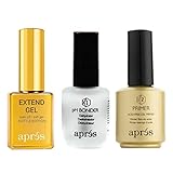 Aprés Gel-X Professional Nail Kit - Gold Bottle pH Bonder, Acid-Free Gel Primer, and Extend Gel Soak Off Soft Gel Formula (15 ml each)