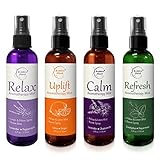 Aromatherapy Mist – Linen, Room & Pillow Spray, Set of 4 Natural Air Fresheners. Essential Oil Spray Variety Pack with Lavender, Chamomile, Eucalyptus, Peppermint & Citrus - Brookethorne Naturals