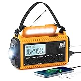 Auto NOAA Emergency Weather Radio, Solar Hand Crank Radio,Portable Battery Operated Emergency Radio with AM FM Shortwave,USB Charger,LED Flashlight,Clock, SOS Alert for Home Outdoors Camping Survival