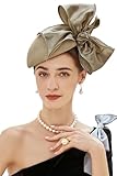 BABEYOND Fascinator Hat for Women Tea Party Derby Hat Mesh Cocktail Pillbox Hat Bridal Wedding Headpiece Champagne