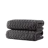 BAGNO MILANO 100% Turkish Cotton Jacquard Luxury Towel Set – Quick Dry Non-GMO Ultra-Soft, Plush and Absorbent Luxury Durable Turkish Towels Set (Charcoal, 2 pcs Bath Towel Set)