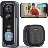 BOIFUN Wireless Doorbell Camera with Chime - 166° Wide Angle View, 2K HD Video, Quick Wake Up and Motion Detection, 6700mAh Battery, Intelligent HDR Night Vision, Two-Way Audio (No Subscription)