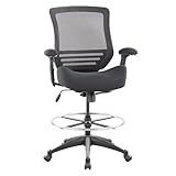 BOLISS 400lbs Drafting Chair Tall Office Chair Adjustable Arms Executive Ergonomic Computer Standing Desk Chair with Lumbar Support and Adjustable Big Footrest Ring (Black)