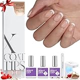BTArtboxnails Gel Nail Kit - Square French Tip Press on Nails Extra Short Nude Fake Nails Set with Glue Soft Gel Nail Extension Kit Nail Glue Gel Base and Top Coat with Nail Lamp Valentines Day Gift