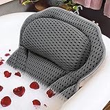 Bath Pillow Spa Bathtub Pillow with Non-Slip Suction Cups, Head, Neck, Back & Shoulder Rest Support, Soft & Luxury Bathtub Cushion, Bath Pillow Fit Hot Tub, Bathtub (Grey 4D Luxury Bath Pillow)