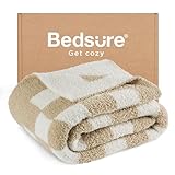Bedsure Checkered Throw Blanket - Super Soft Knit Throw Blanket, Warm Cozy Fluffy Lightweight Blanket for Couch Sofa Bed (60