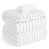 Bedsure King Throw Blanket for Couch - Super Soft Cozy Blankets for Women, Cute Small Fleece Blanket for Girls, White, 108x90 Inches