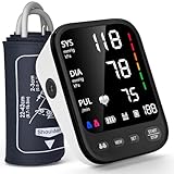 Blood Pressure Machine, Automatic Upper Arm Blood Pressure Monitor with 2x199 readout, 4.5 inch Backlit Large Screen Adjustable Large Cuff 9 to 17 inches - arrhythmia and Home Hypertension Detector