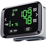 Blood Pressure Monitor Wrist Automatic Machine Adjustable Cuff 198 Memory Readings Large Backlit LCD Display with Carrying Storage Bag for Home Use