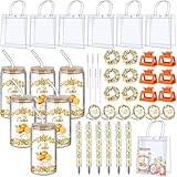 Boao 6 Set Baby Shower Game Prizes for Player Winners Tumblers with Lids Straws Mirrors Hair Scrunchies Pens Hair Clips Gift Bags for Baby Shower Wedding Bridal Shower Game Favors(Little Cutie)