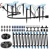 Bonviee 230FT Drip Irrigation System with Quick Connector, New Automatic Drip Irrigation Kits for Garden Raised Bed Greenhouse- A Complete Watering System with 1/4'' Tubing, Drip Emitters, Connectors