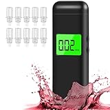 Breathalyzer | Alcohol Tester for Personal & Professional Use | Professional-Grade Accuracy | Portable Breath Alcohol Tester with LCD Digital Display | 10 Mouthpieces