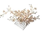 Bridal Hair Comb with Fresh Water Pearls Gold Plated-Champagne color Wedding Hair Comb,wedding Hair accesories,pearl Bridal Comb,Crystal Wedding Comb,bridal hair piece