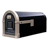 Brunswick Large, Steel, Post Mount Mailbox, Black with Brushed Nickel