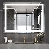 Butylux 32x24 inch Wall Mounted LED Bathroom Mirror with 3000K-6000K Dimmable, Anti-Fog, Lighted Bathroom Mirror with Smart Touch Button, Memory Function(Horizontal/Vertical)