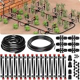 CARPATHEN Drip Irrigation System - Adjustable Quick Connect Irrigation System for Gardens up to 130ft, Raised Beds - Complete Garden Watering System - 1/4 Emitters, 1/2" and 1/4" Tubing and Connectors