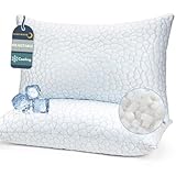 COZSINOOR Adjustable Pillows Queen Size Set of 2 for Sleeping - Cooling Shredded Memory Foam Pillows 2 Pack, Cool Bed Pillows for Back, Side and Stomach Sleepers, Gel Pillow Removable Cover Washable