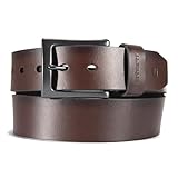 Carhartt Men's Rugged Full Grain Burnished Leather Box Belts, w/Antique Harness Buckle Hardware, Brown, 34