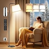 Caromolly Light Therapy Lamp, 10000 Lux Light Therapy Lamp with Remote, Adjustable Color/Brightness/Timer, Modern Light Therapy Floor Lamp with Linen Shade for Office, Living Room, Bedroom