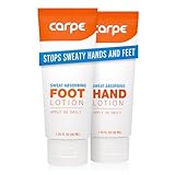Carpe Sweat Absorbing Hand & Foot Lotion Bundle, Stop Sweaty Hands and Sweaty,Smelly Feet, Dermatologist Recommended