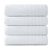 Casa Platino Bath Sheets, 4 Pack Bath Sheet(36"x 72"), 100% Ringspun Cotton Towels, White Towels for Bathroom, Absorbent Towel, Lightweight Bath Sheet Set, Luxury Bathroom Towels, Quick Dry Bath Towel