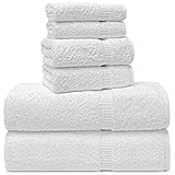 Chakir Turkish Linens 100% Cotton Premium Turkish Towels for Bathroom | 2 Bath Towels - 2 Hand Towels, 2 Washcloths (6-Piece Towel Set, White)