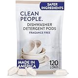 Clean People Dishwasher Pods - Cuts Grease & Rinses Sparkling Clean - Residue-Free - Phosphate Free Dishwashing Pods - Fragrance Free, 120 Pack