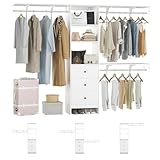 Closet Organizer - High Capacity Wardrobe Rack with 3 Drawers, Shelves & Expandable Hanger Rods, Fits 6-9 ft Spaces, Durable & Stylish - 96" L x 16" W x 75" H, Supports Up to 1000 LBS