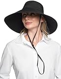 Coolibar UPF 50+ Women's CYD Travel Beach Hat - Sun Protective (One Size- Black)