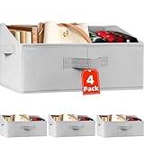 Criusia Closet Organizers Bins 4 Pack - Large Closet Shelf Organizer with Handles - Fabric Trapezoid Home Organization and Storage Baskets for Organizing Clothes Toy Blanket Towel Purse Hats