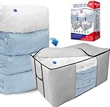 Cube Vacuum Storage Bags, Space Saver Bags, Premium Totes with Cubic Vacuum Compression Seal Bags for Clothing & Bedding. Jumbo Organizer for Storing Clothes, Comforters, Blankets, Pillows & More!