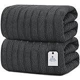 DAN RIVER Luxury Jumbo Bath Sheets 2 Piece – 550 GSM (35x70 Inches) 100% Cotton Highly Absorbent Speed Breaker Design Bath Towel Set – Super Soft Towels for Bathroom, Hotel, Spa Gray