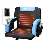 DEERFAMY Heated Stadium Seat with 12V Battery Pack, 3 Level Intelligent Heating, Adjustable Backrest Seat Heating, 5 Pockets Folding Stadium Seat with Backrest for Bleachers Stadiums