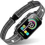 DINJOO Bark Collar, Dog Bark Collar for Large Medium Small Dogs,Smart Bark Collar,Rechargeable Anti Barking Training Collar with 8 Adjustable Sensitivity,Bark Collar with Beep (Dark Black)