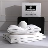 DOWNSTORIA Feather Down Pillows King Size Set of 2 with Gusset, Luxury Hotel Collection Bed Pillow 2 Pack, Down Surrounded Pillows for Sleeping,Soft Fluffy for Side,Back Sleepers 20x36 in.