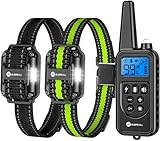 Dog Training Collar with Remote, Electronic Dog Shock Collar with Beep, Vibration, Shock, Light and Keypad Lock Mode, Electric Dog Collar Set for Small Medium Large Dogs (Black Green)
