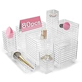 Drawer Organizers Set of 80, 4 Sizes Clear Plastic Drawer Organizers and Storage Bins for Kitchen, Bathroom, Office, Dresser Desk Drawer Organizer Tray for Jewelry, Makeup, Junk, Gadgets