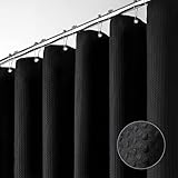Dynamene Extra Wide Shower Curtain-108 Inch Wide Waffle Weave Weighted Thick Cloth Bathroom Shower Curtain, Neutral Heavy Duty Hotel Bath Curtain Set with 18 Plastic Hooks,108x72,Black
