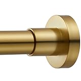 EBOATOP Shower Curtain Rod Tension- Never Rust No Drill Non-Slip Spring Tension Shower Rod, 54-90 inches Metal Steel, Gold