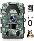 EBXDW Trail Camera - 5K 60MP Game Camera with 130°Wide-Angle, 0.05s Trigger Motion Activated, IP66 Waterproof Night Vision with No Glow Infrared LEDs for Wildlife Camera