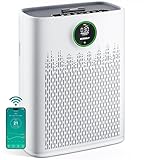 ECOSELF Smart Air Purifier for Home Large Rooms, with WiFi Control, Smart Mode, AQI Display, 22dB Sleep Mode & Aromatherapy, Covers Up to 1295 Ft² with 2X-Power Filtration, HAP603, Bright White