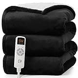 EHEYCIGA Heated Blanket Electric Blanket Throw - Heating Blanket with 9 Heating Levels & 10 Hours Auto Off, Soft Cozy Sherpa Washable Blanket with Fast Heating, 50 x 60 Inches